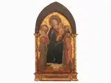 Bicci di Lorenzo, Madonna and Child with Saints Fracis, Benedict, Anthony the Great and Minias, tempera on a gilded panel