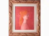 Antonio Bueno, Girl profile 1974 ca, 1918, oil on faesite