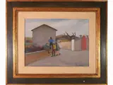Nino Tirinnanzi, View of a Street with figures 1970