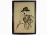 Emilio Mazzoni Zarini, Portrait of a Woman with Hat, 1869, mixed media on paper