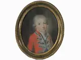 Luigi Bernero, Portrait of the page boy Giovanni Pietro Sordi, 1775, pastel miniature on oval paper