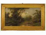 Francesco Capuano, River landscapes, 1854, a pair of oil paintings on canvas