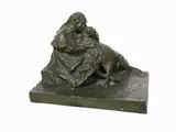 Emilio Agnati, Girl with dog, 1876, bronze figural group