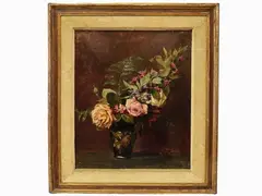 Augusto Burchi, Flowers in a vase, 1853, oil on canvas