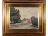 View of a street by Gino Romiti, 1881, oil on faesite, offered Jul 2020