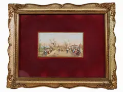 Landscape with carriage and Boules by Renato Zini, 1890, two oil paintings on panel, offered Jul 2020