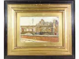 Giulio Salti, View of the Ponte Vecchio, 1899, oil on canrdboard