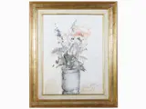 Sergio Scatizzi, Flowers in a vase, 1918, tempera on cardboard