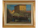 Nello Giovannelli, View of Livorno, 1922, oil on panel