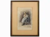Domenico Pesenti, Sewing woman, 1843, watercolour on paper