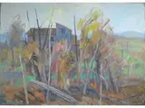 Quinto Martini, Tuscan landscape, 1908, oil on faesite