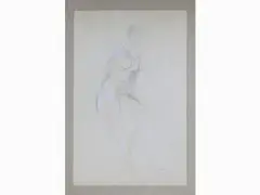 Nude 1968 by Giuseppe Ajmone, 1923, mixed media on paper, offered Jun 2020