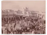 J. Andrè Garrigues, Tunis - Mds. de Lègumes N° 84 e Tunis - 77 Souk des Tailleurs, 1890, lot of two albumen prints from glass plate negative