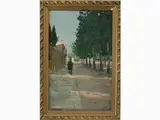 Giulio Sorbi, View of Florence with figure, 1883, oil on canvas laid on cardboard