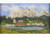 Alberto Caligiani, Mountains landscape, 1894, a pair of oil paintings on cardboard