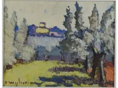 Tuscan Landscape by Dino Migliorini, 1907, oil on cardboard, offered Mar 2020