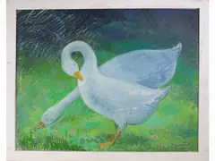Gooses by Quinto Martini, 1908, oil on panel, offered Mar 2020