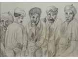 Beppe Serafini, Figures 1971, 1915, mixed media on paper