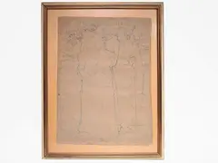 Emilio Notte, Study for painting and Study for faces, 1891, two mixed media drawings on paper laid on cardboard