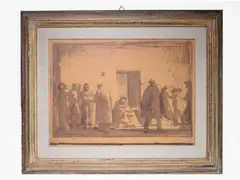 Figures by Pietro Annigoni, 1910, mixed media on cardboard, offered Dec 2019