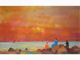 Seascape at the sunset by Renato Natali, 1883, oil on panel, offered Dec 2019