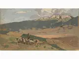 Rivisondoli 1930s by Giovanni Lomi, 1889, oil on panel, offered Dec 2019