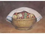Fruit in a basket 1978 by Nino Tirinnanzi, 1923, watercolour on paper, offered Dec 2019