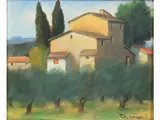 Tuscan landscape by Nino Tirinnanzi, 1923, oil on panel, offered Dec 2019