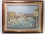 View of the Santa Trinita Bridge in Florence by Enzo Pregno, 1898, oil on canvas, offered Dec 2019