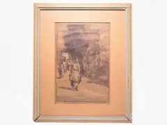 Peasants returning from the fields by Ludovico Tommasi, 1866, mixed media on paper, offered Dec 2019