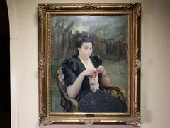 Embroiderer by Giuseppe Magni, 1869, oil on panel laid on cardboard, offered Dec 2019