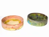 Two Polychrome Glazed Terracotta Coin Trays by Marcello Fantoni, 1915, difetti, offered Oct 2019