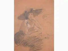 Studies for Figures by Cipriano Mannucci, 1882, charcoal and white lead on paper, offered Oct 2019