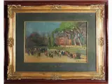 Luigi Crisconio, Landscape with Figures, 1893, oil on panel