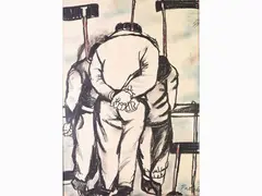 Partisans Hanged by Fernando Farulli, 1923, mixed media on cardboard, offered Oct 2019