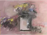 Sergio Scatizzi, Still Life with Flowers in a Vase, 1918, mixed media on paper partially laid on cardboard