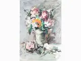 Sergio Scatizzi, Flowers in a Vase, 1918, tempera on cardboard laid on faesite