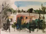 Sergio Scatizzi, Landscape 1970, 1918, watercolour on cardboard