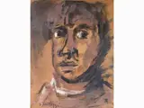 Sergio Scatizzi, Flowers in a Vase and Male Portrait, 1918, two mixed media paintings on paper