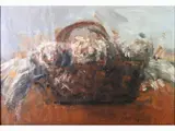 Sergio Scatizzi, Still Life with Flowers in a Basket, 1918, tempera on paper