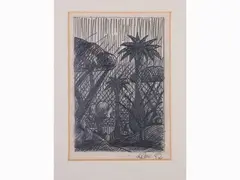 Landscape by Salvo, 1947, pencil sketch on paper, offered Oct 2019