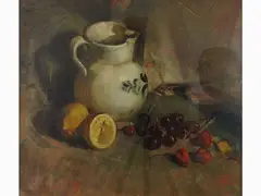 Still life 1949 by Francesco Pagliazzi, 1910, oil on faesite, offered Oct 2019