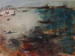 Lagoon by Sergio Scatizzi, 1918, tempera on cardboard, offered Oct 2019