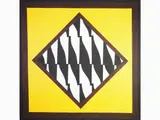 Enrico Sirello, Murale in bianco, nero, marrone e giallo 1974, 1930, acrylic on canvas