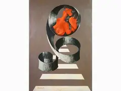 Compositions by Bruno Pecchioli, 1919, an oil panting on canvas and a mixed media and collage painting on panel, offered Oct 2019