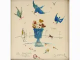 Antonio Possenti, Landscape with Birds, 1933, mixed media on paper