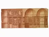 Lazzaro Tavarone attribuito, Project for a cycle of frescoes, with scenes from the New Testament, for an unidentified church, 1556, pen and brown ink