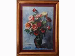 Corrado Michelozzi, Roses, 1883, oil on panel