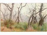 Landscape with Trees by Eugenio Cecconi, 1888, oil on cardboard, offered Oct 2019