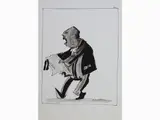 Neri Nannetti, Torna al tuo paesello! 1914 e Caricatura, 1890, two ink sketches on paper